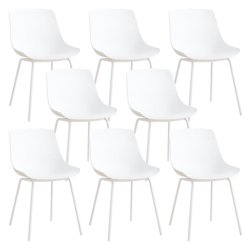 Contemporary Kitchen Plastic Parsons Metal Leg Dining Side Chair