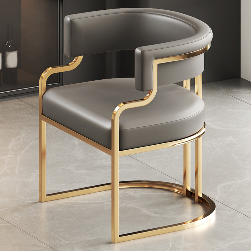 Glam Indoor Upholstered Gold Legs Open Back Dining Arm Chair