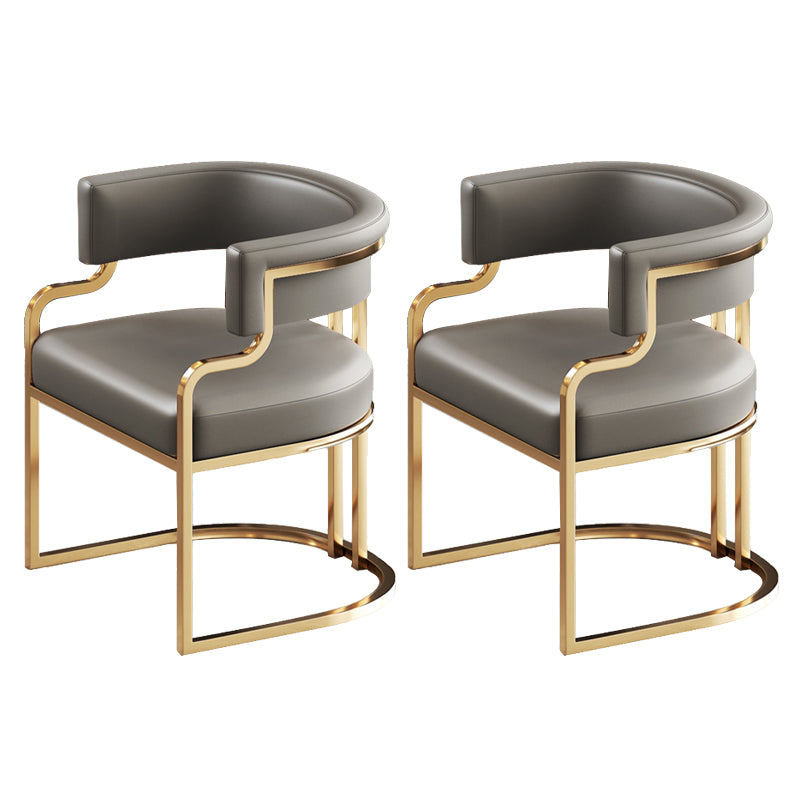 Glam Indoor Upholstered Gold Legs Open Back Dining Arm Chair