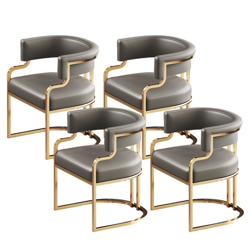 Glam Indoor Upholstered Gold Legs Open Back Dining Arm Chair