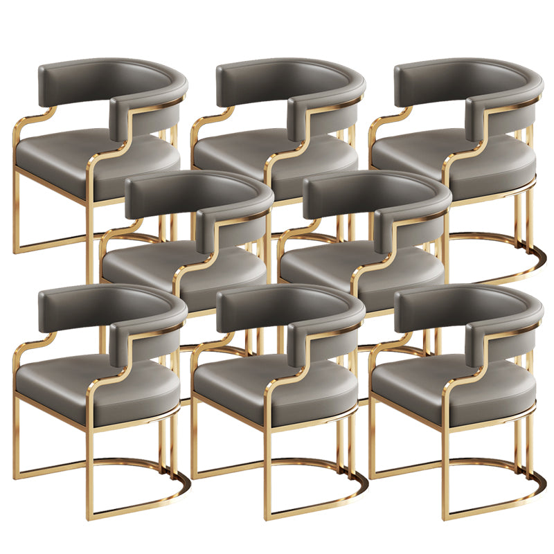 Glam Indoor Upholstered Gold Legs Open Back Dining Arm Chair