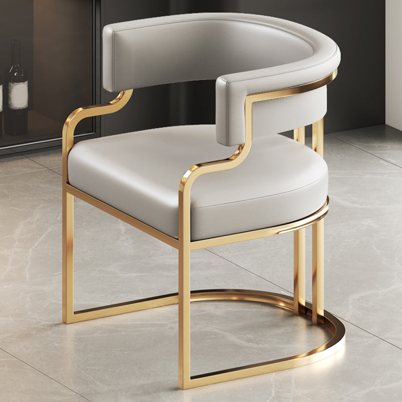 Glam Indoor Upholstered Gold Legs Open Back Dining Arm Chair