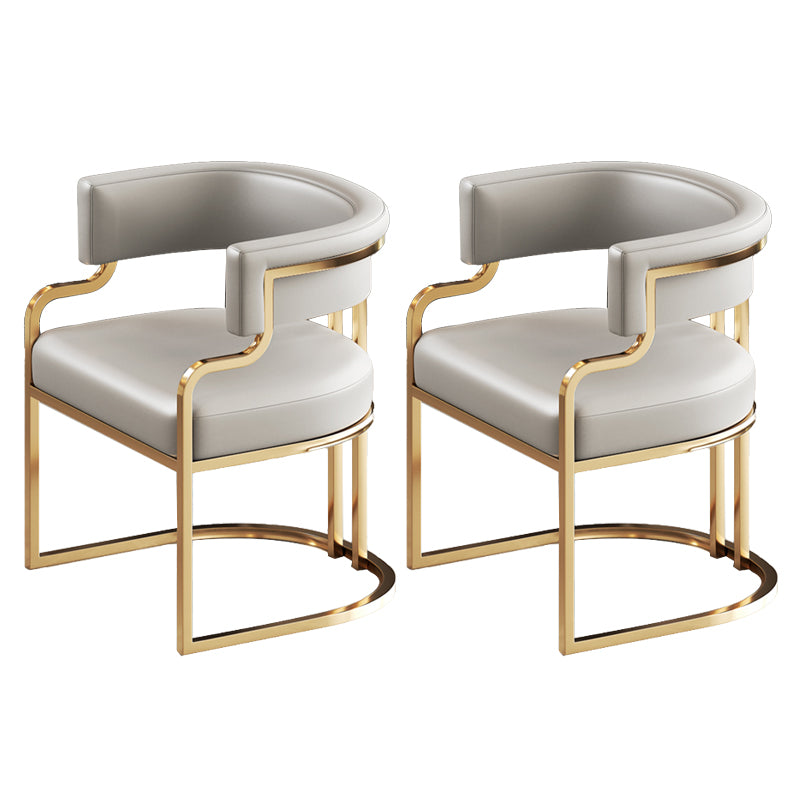 Glam Indoor Upholstered Gold Legs Open Back Dining Arm Chair