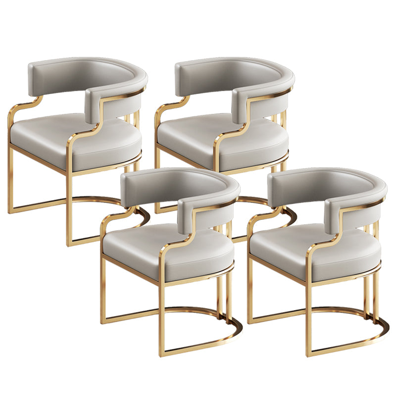 Glam Indoor Upholstered Gold Legs Open Back Dining Arm Chair