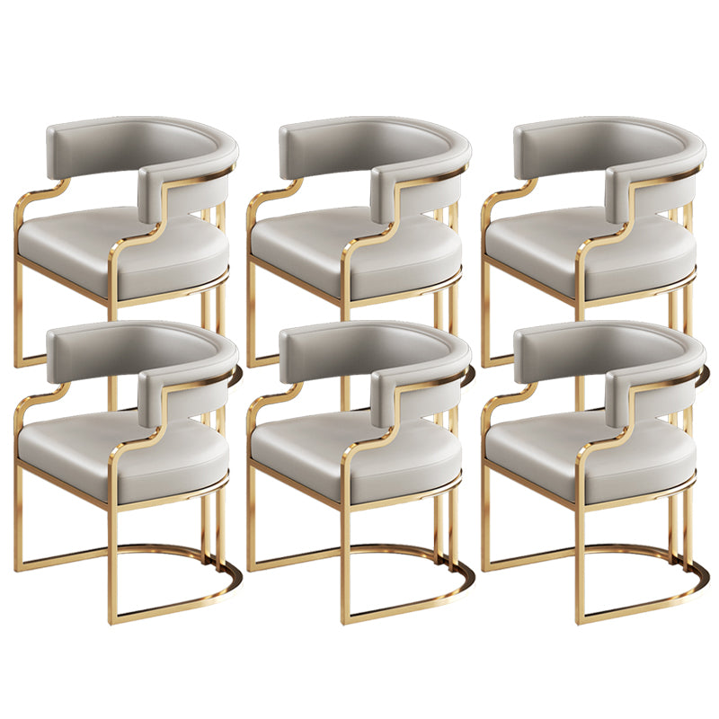 Glam Indoor Upholstered Gold Legs Open Back Dining Arm Chair