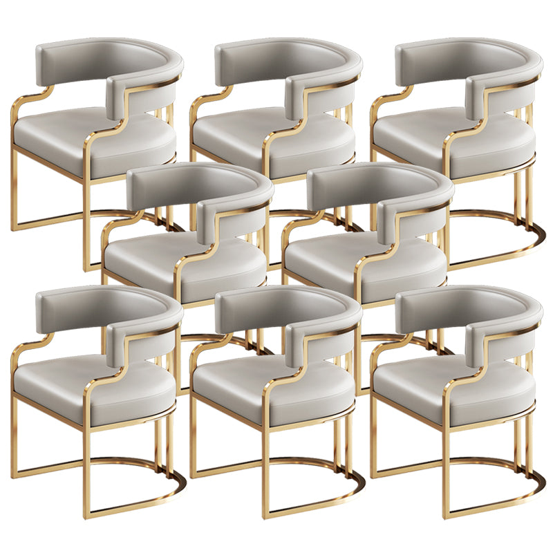 Glam Indoor Upholstered Gold Legs Open Back Dining Arm Chair