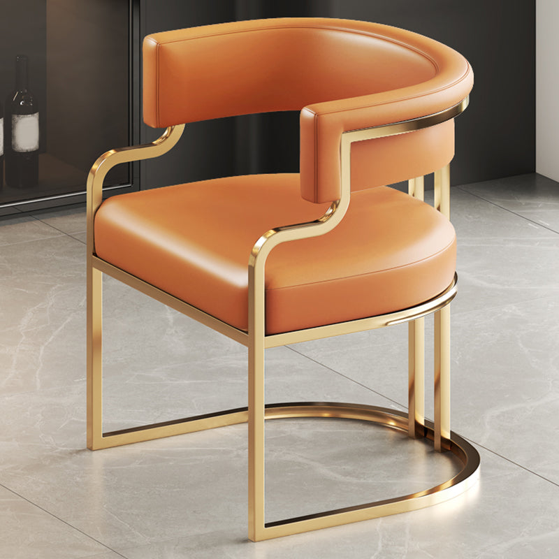 Glam Indoor Upholstered Gold Legs Open Back Dining Arm Chair