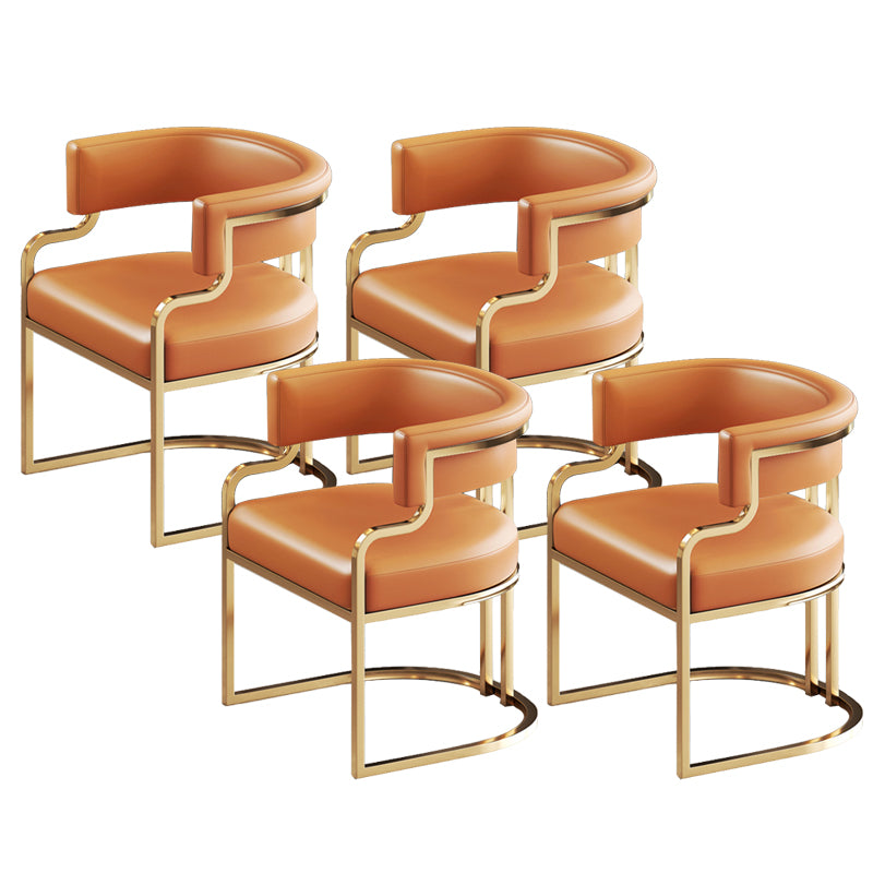 Glam Indoor Upholstered Gold Legs Open Back Dining Arm Chair