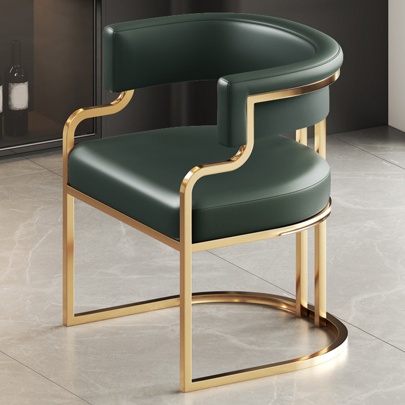 Glam Indoor Upholstered Gold Legs Open Back Dining Arm Chair