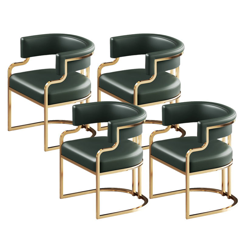 Glam Indoor Upholstered Gold Legs Open Back Dining Arm Chair