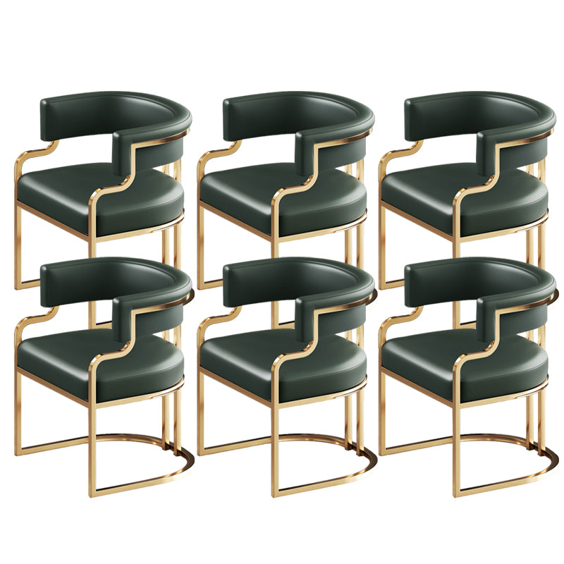 Glam Indoor Upholstered Gold Legs Open Back Dining Arm Chair