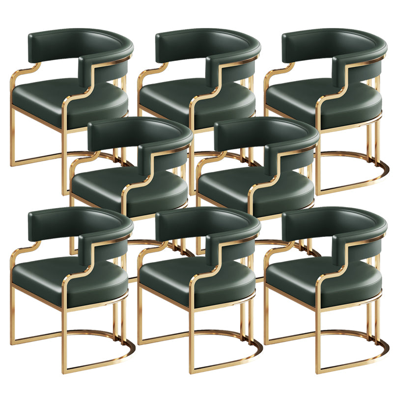 Glam Indoor Upholstered Gold Legs Open Back Dining Arm Chair