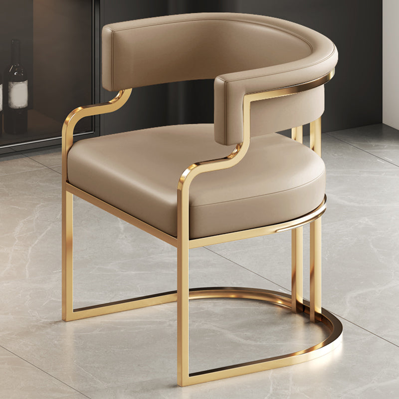 Glam Indoor Upholstered Gold Legs Open Back Dining Arm Chair