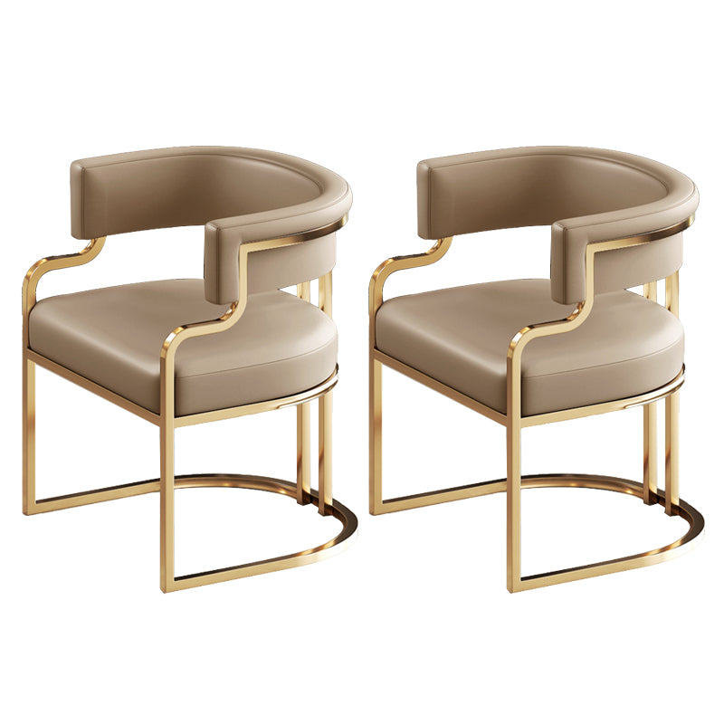 Glam Indoor Upholstered Gold Legs Open Back Dining Arm Chair