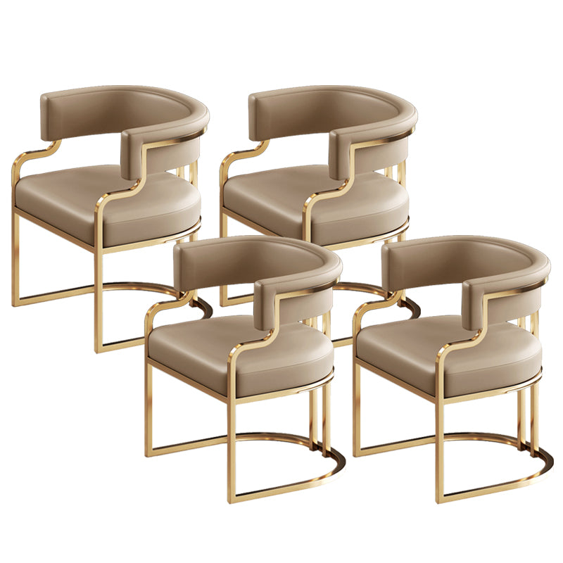 Glam Indoor Upholstered Gold Legs Open Back Dining Arm Chair