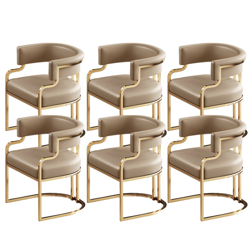 Glam Indoor Upholstered Gold Legs Open Back Dining Arm Chair