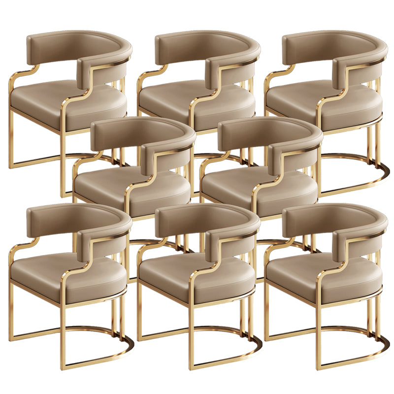 Glam Indoor Upholstered Gold Legs Open Back Dining Arm Chair