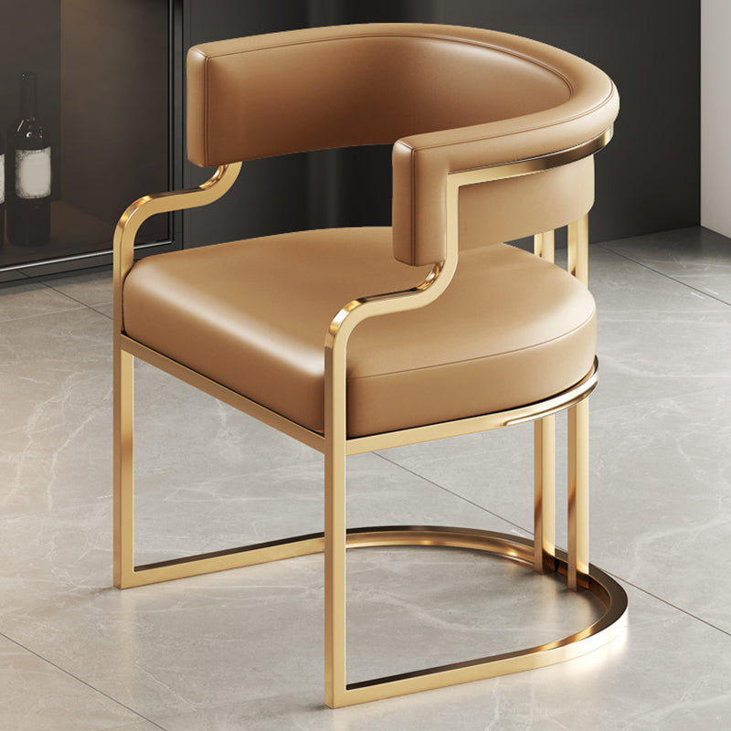 Glam Indoor Upholstered Gold Legs Open Back Dining Arm Chair