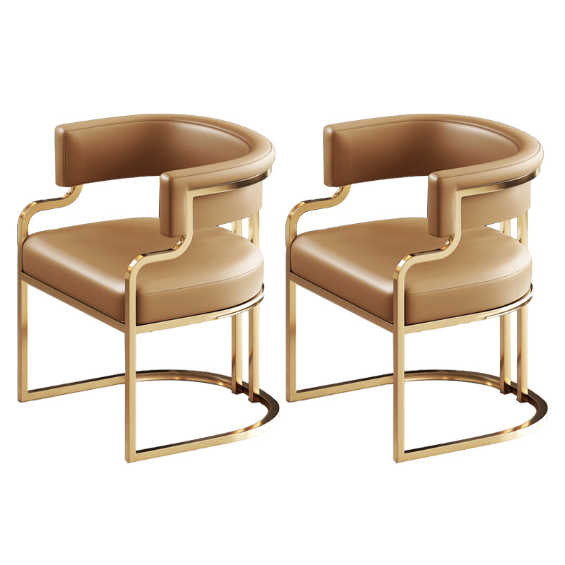 Glam Indoor Upholstered Gold Legs Open Back Dining Arm Chair