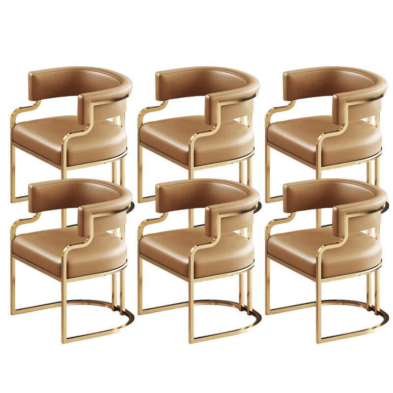 Glam Indoor Upholstered Gold Legs Open Back Dining Arm Chair