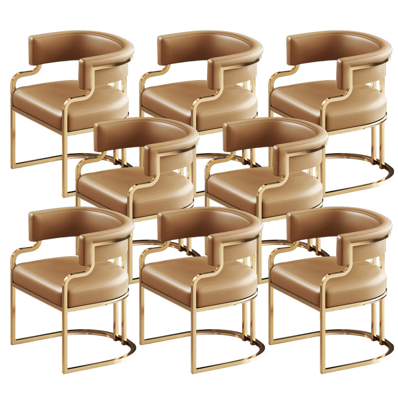 Glam Indoor Upholstered Gold Legs Open Back Dining Arm Chair