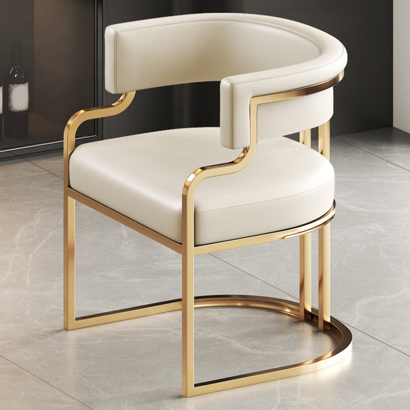 Glam Indoor Upholstered Gold Legs Open Back Dining Arm Chair