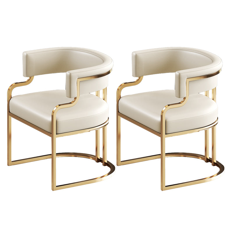 Glam Indoor Upholstered Gold Legs Open Back Dining Arm Chair