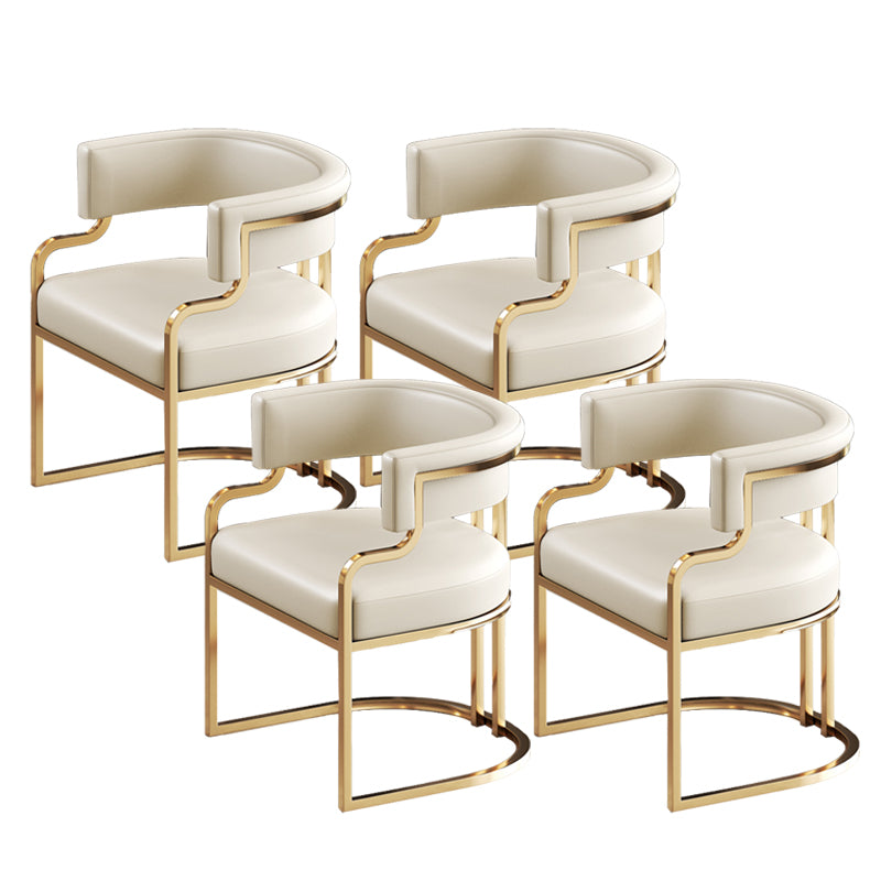 Glam Indoor Upholstered Gold Legs Open Back Dining Arm Chair