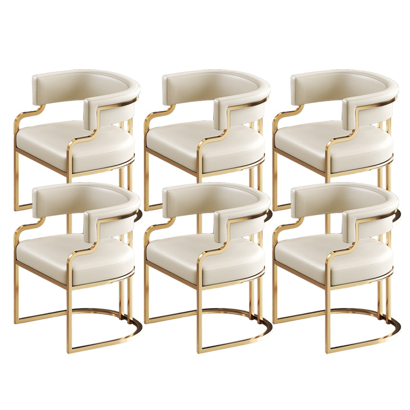 Glam Indoor Upholstered Gold Legs Open Back Dining Arm Chair