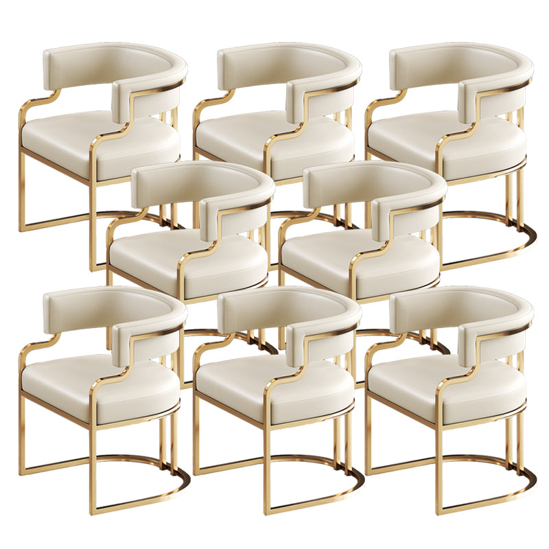 Glam Indoor Upholstered Gold Legs Open Back Dining Arm Chair