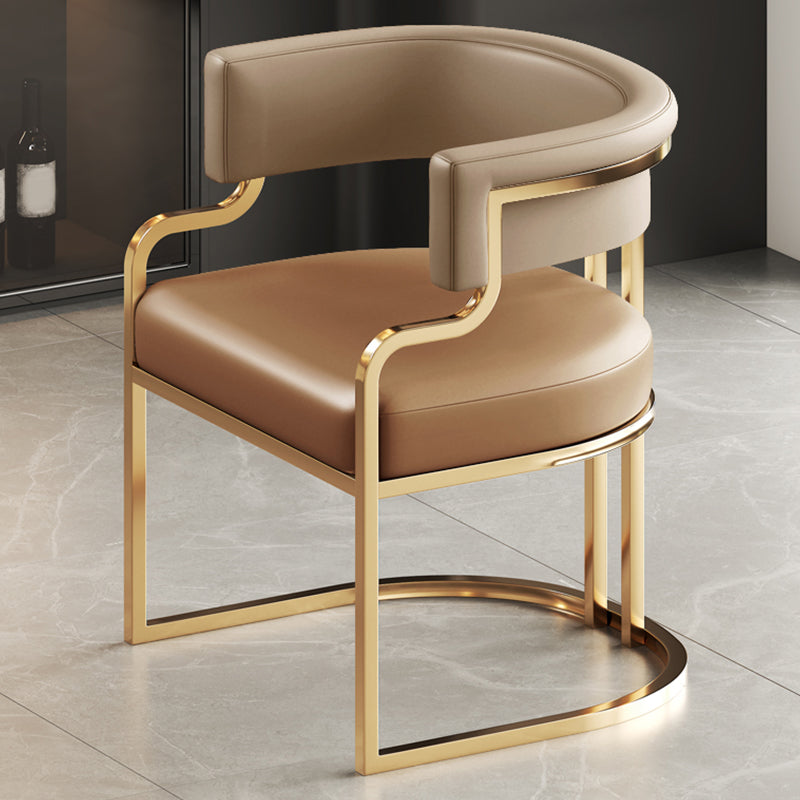 Glam Indoor Upholstered Gold Legs Open Back Dining Arm Chair