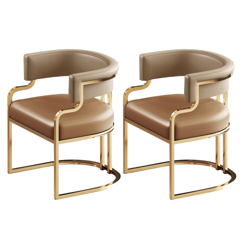 Glam Indoor Upholstered Gold Legs Open Back Dining Arm Chair