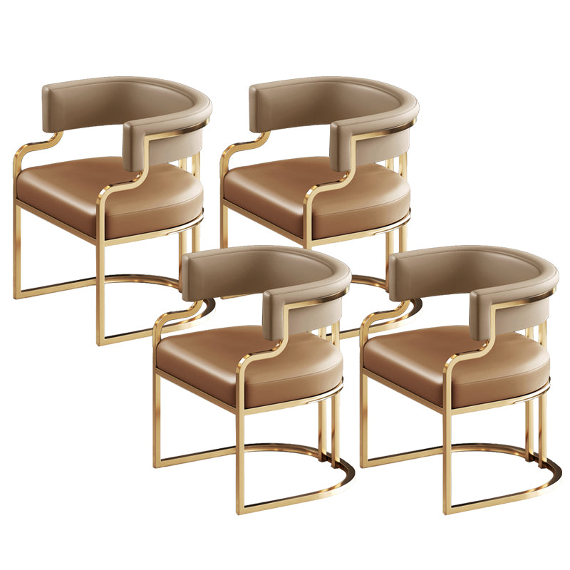 Glam Indoor Upholstered Gold Legs Open Back Dining Arm Chair