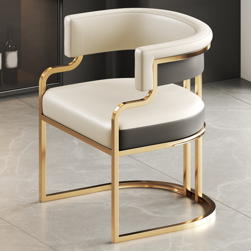 Glam Indoor Upholstered Gold Legs Open Back Dining Arm Chair