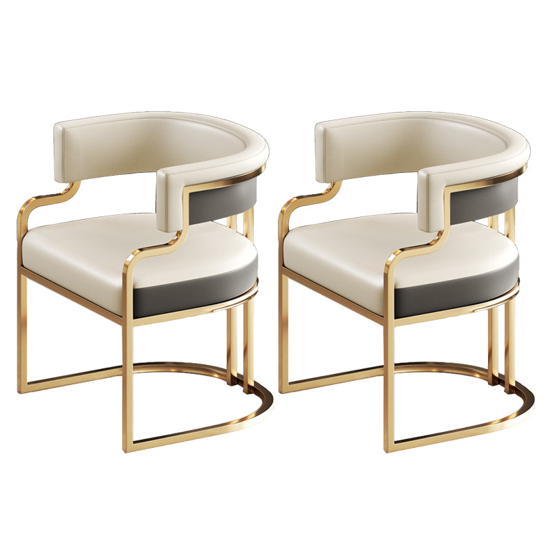 Glam Indoor Upholstered Gold Legs Open Back Dining Arm Chair