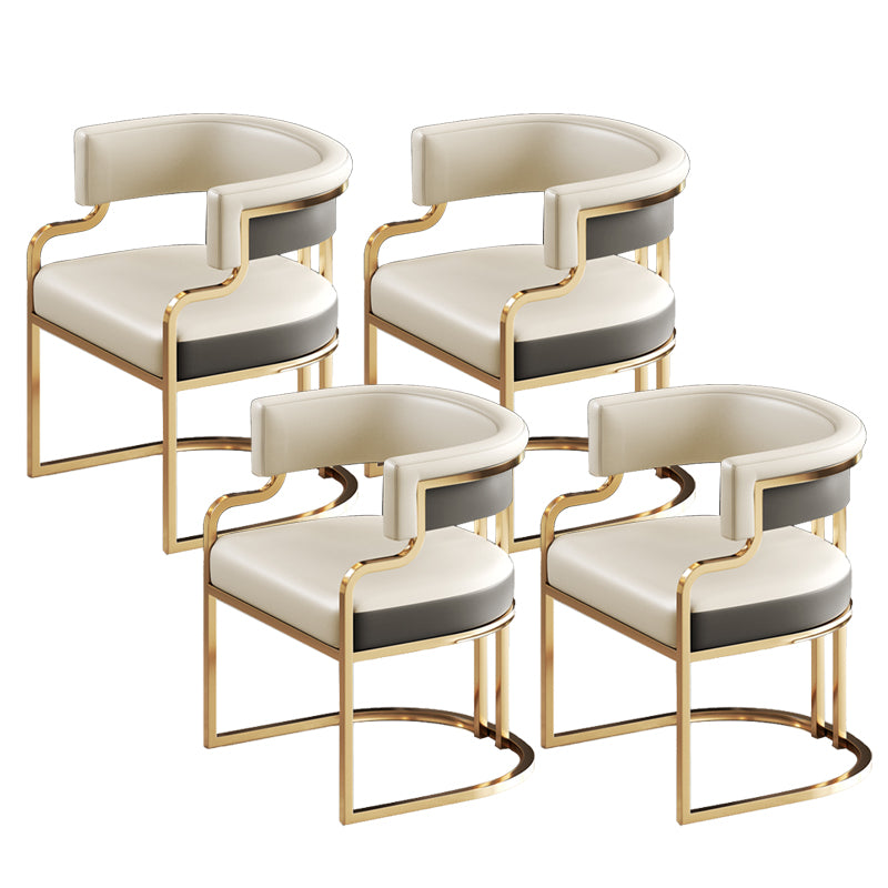 Glam Indoor Upholstered Gold Legs Open Back Dining Arm Chair