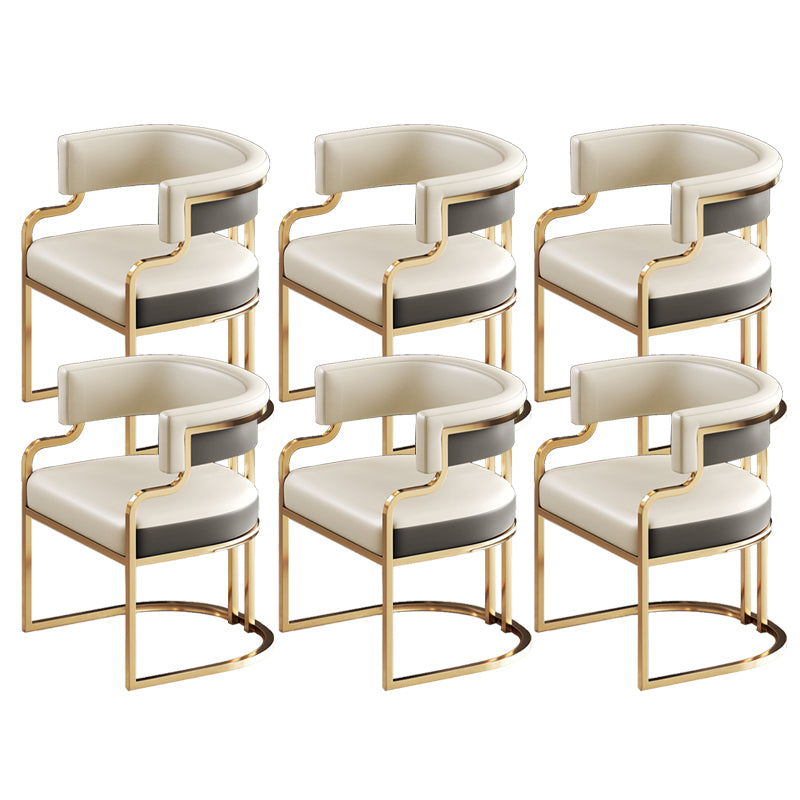 Glam Indoor Upholstered Gold Legs Open Back Dining Arm Chair