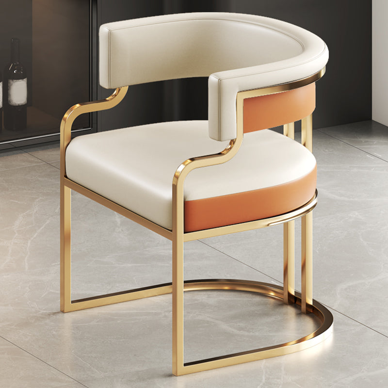 Glam Indoor Upholstered Gold Legs Open Back Dining Arm Chair