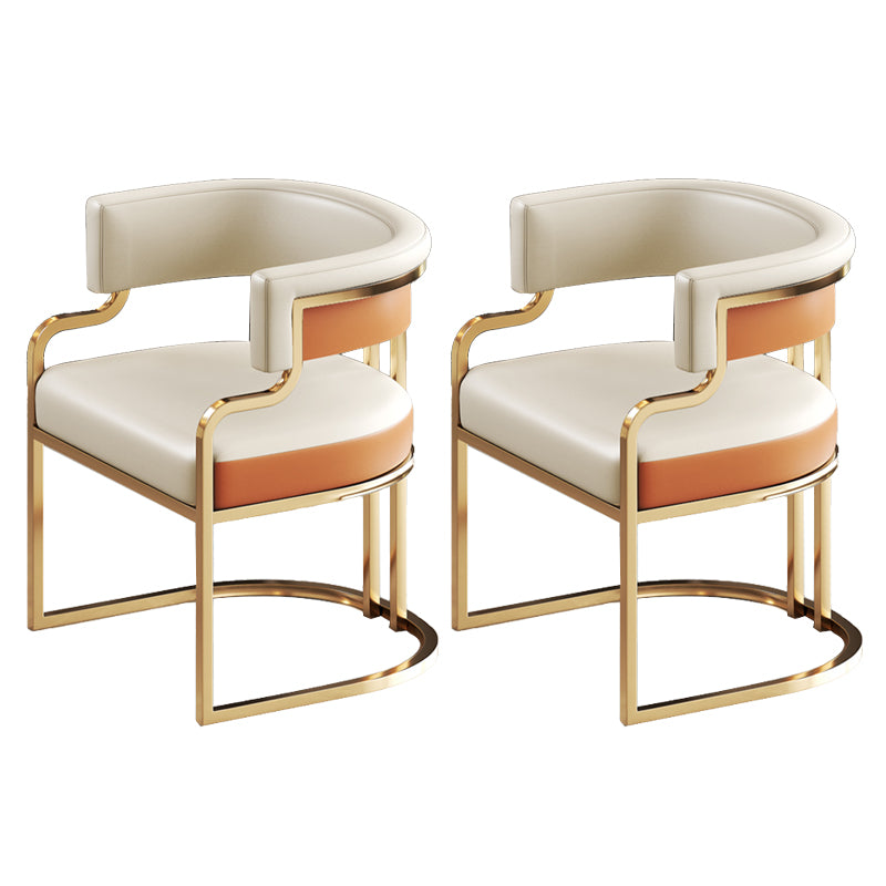 Glam Indoor Upholstered Gold Legs Open Back Dining Arm Chair