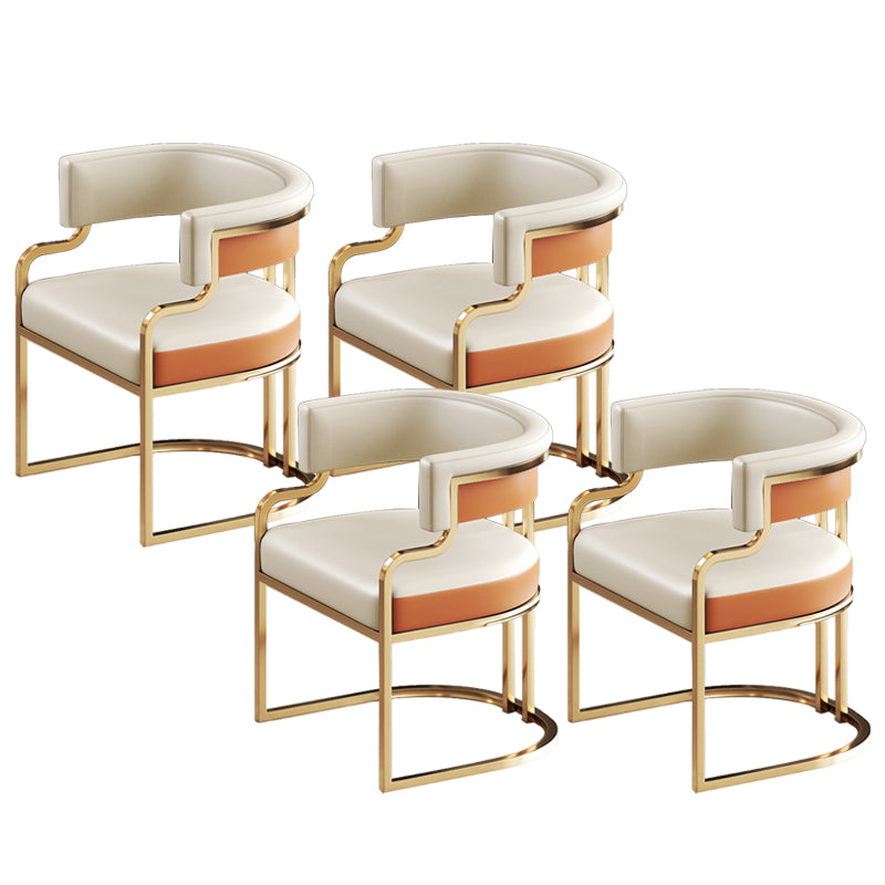 Glam Indoor Upholstered Gold Legs Open Back Dining Arm Chair