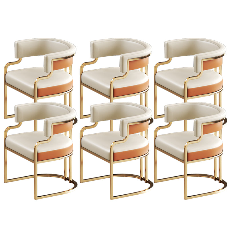 Glam Indoor Upholstered Gold Legs Open Back Dining Arm Chair