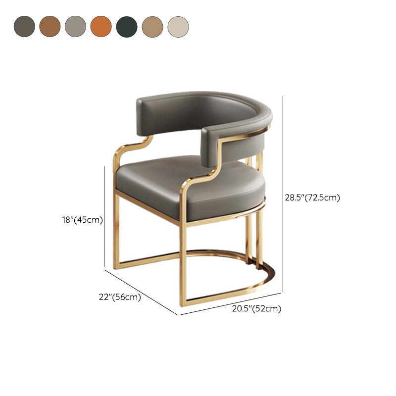 Glam Indoor Upholstered Gold Legs Open Back Dining Arm Chair