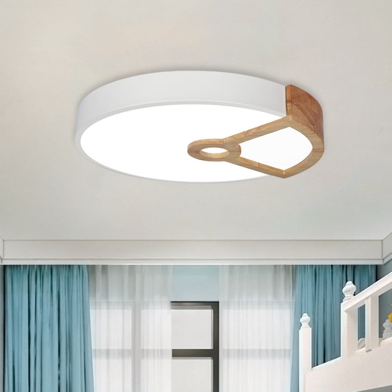 Splicing Round Acrylic Flush Light Macaron White/Pink/Blue-Wood LED Ceiling Mounted Fixture for Bedroom