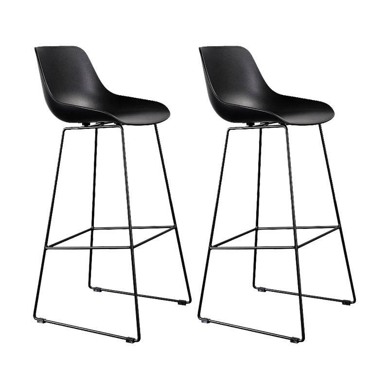 Contemporary Plastic Low Back Armless Bar Stool with Metal Base