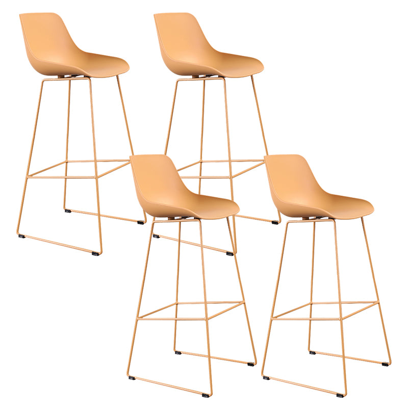 Contemporary Plastic Low Back Armless Bar Stool with Metal Base