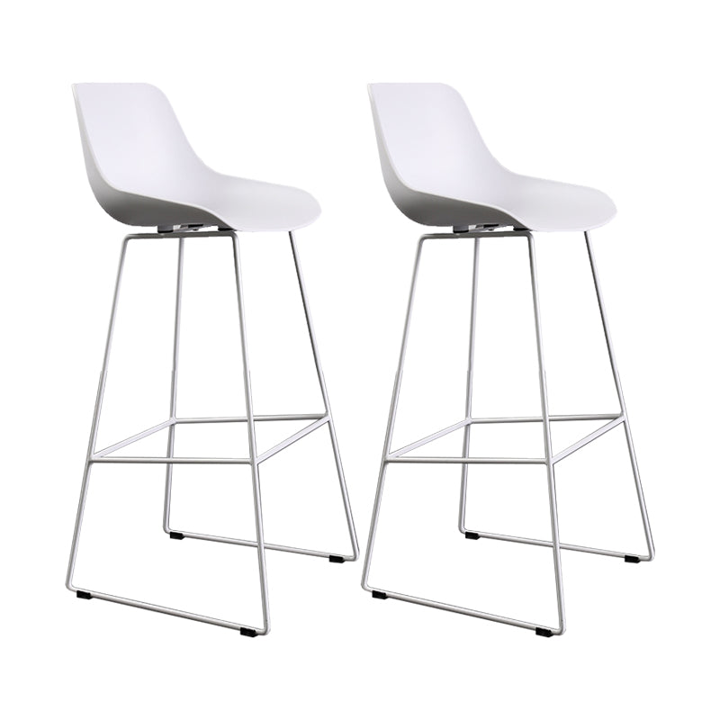 Contemporary Plastic Low Back Armless Bar Stool with Metal Base
