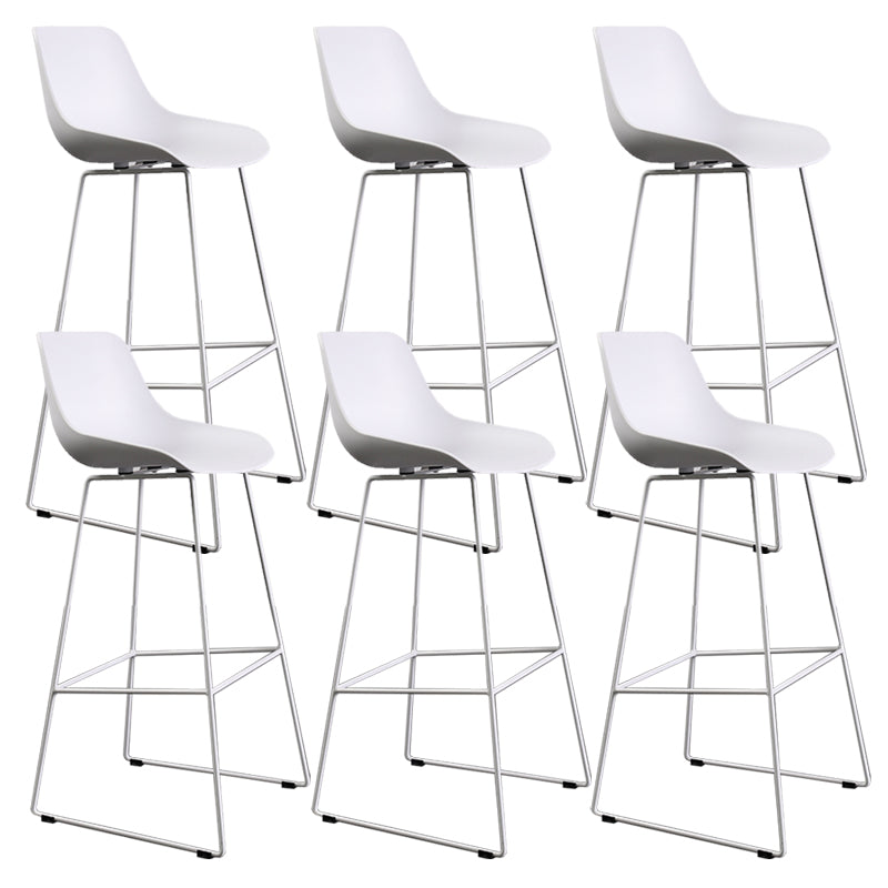 Contemporary Plastic Low Back Armless Bar Stool with Metal Base