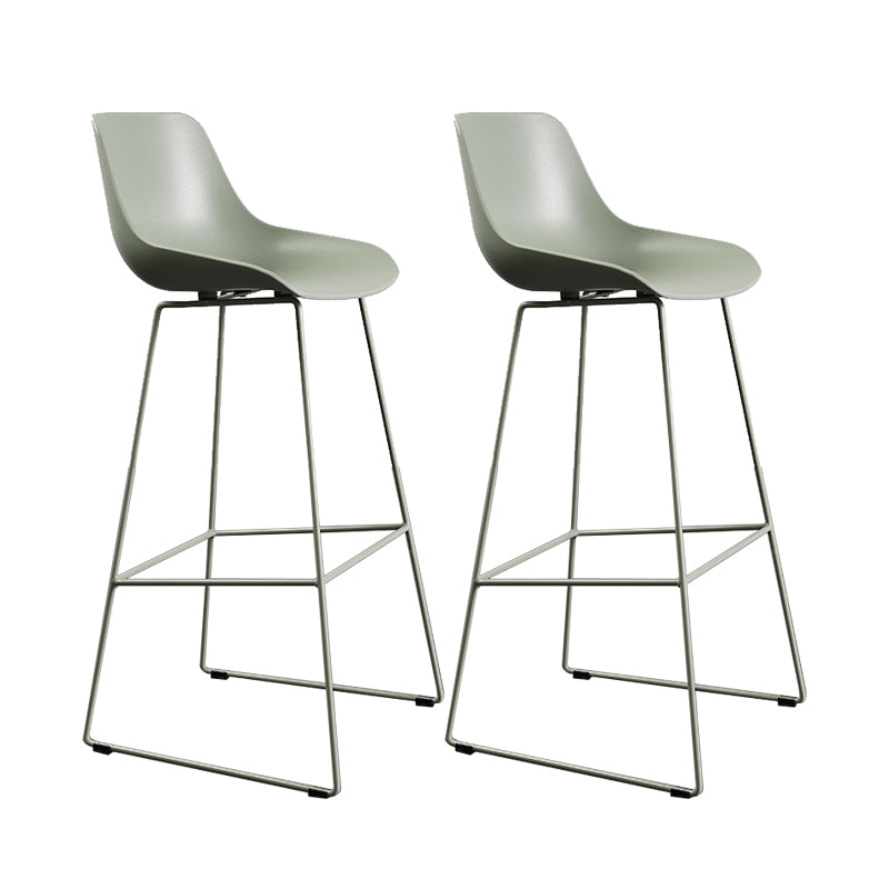 Contemporary Plastic Low Back Armless Bar Stool with Metal Base