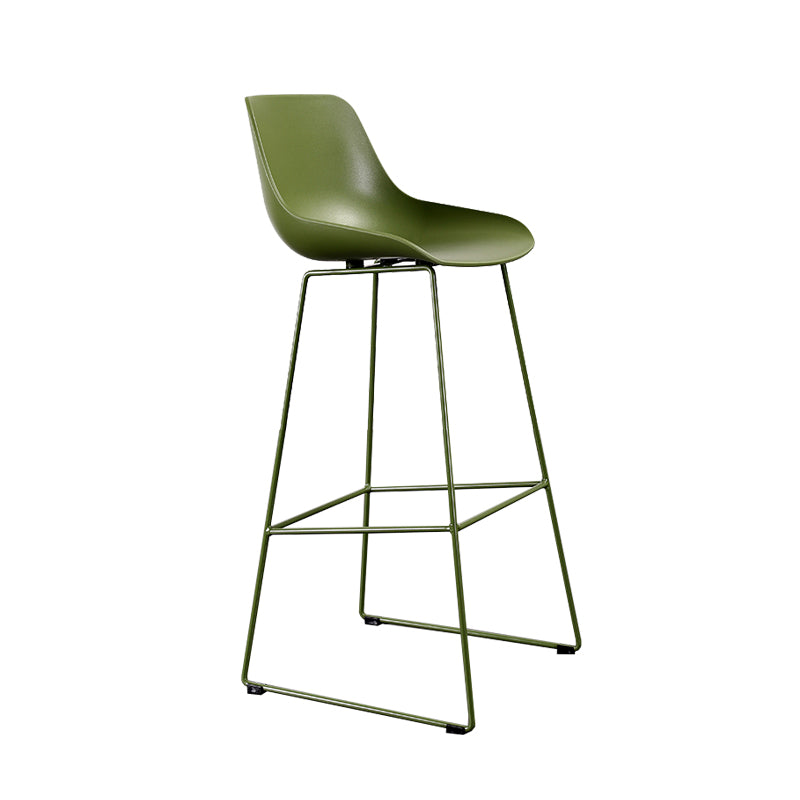 Contemporary Plastic Low Back Armless Bar Stool with Metal Base