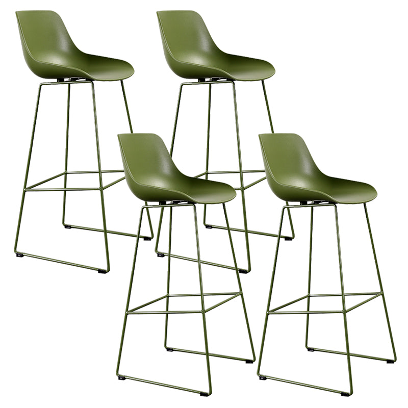 Contemporary Plastic Low Back Armless Bar Stool with Metal Base